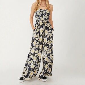 FREE PEOPLE Moonless Combo LITTLE OF YOUR LOVE Ditsy Floral Jumpsuit Medium
